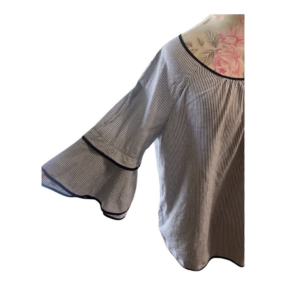 Jane and Delancey Nautical Bell Sleeve Blouse 💯 Cotton - Picture 3 of 8